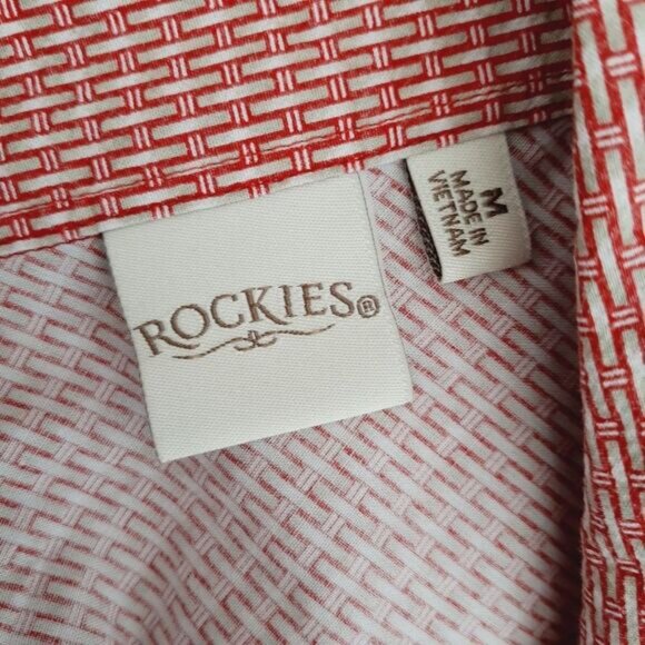 ROCKIES Western Pearl Snap Button Down Shirt Weave Pattern Sz M - Picture 12 of 13